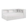 Galen White Transitional Wood, Engineered Wood Youth Twin Bookcase Corner Bed With Twin Trundle - Ella Furniture