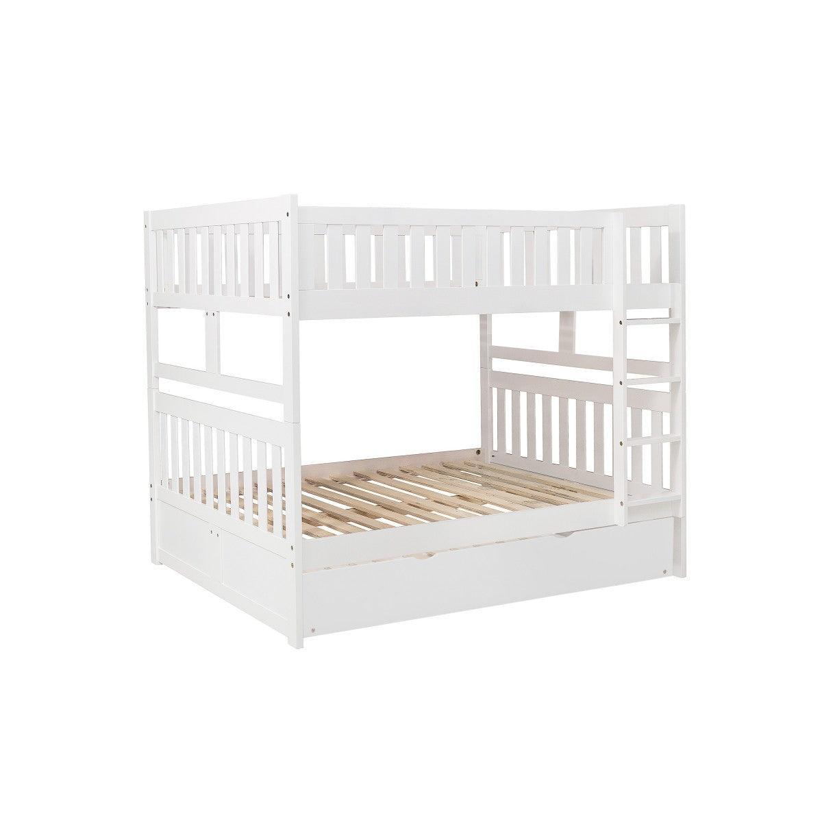 Galen White Modern Transitional Wood And Engineered Wood Full/full Bunk Bed With Twin Trundle - Ella Furniture