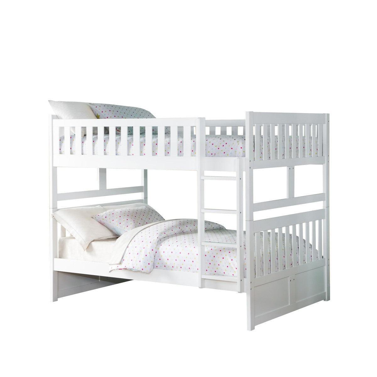 Galen White Modern Transitional Wood And Engineered Wood Full/full Bunk Bed - Ella Furniture