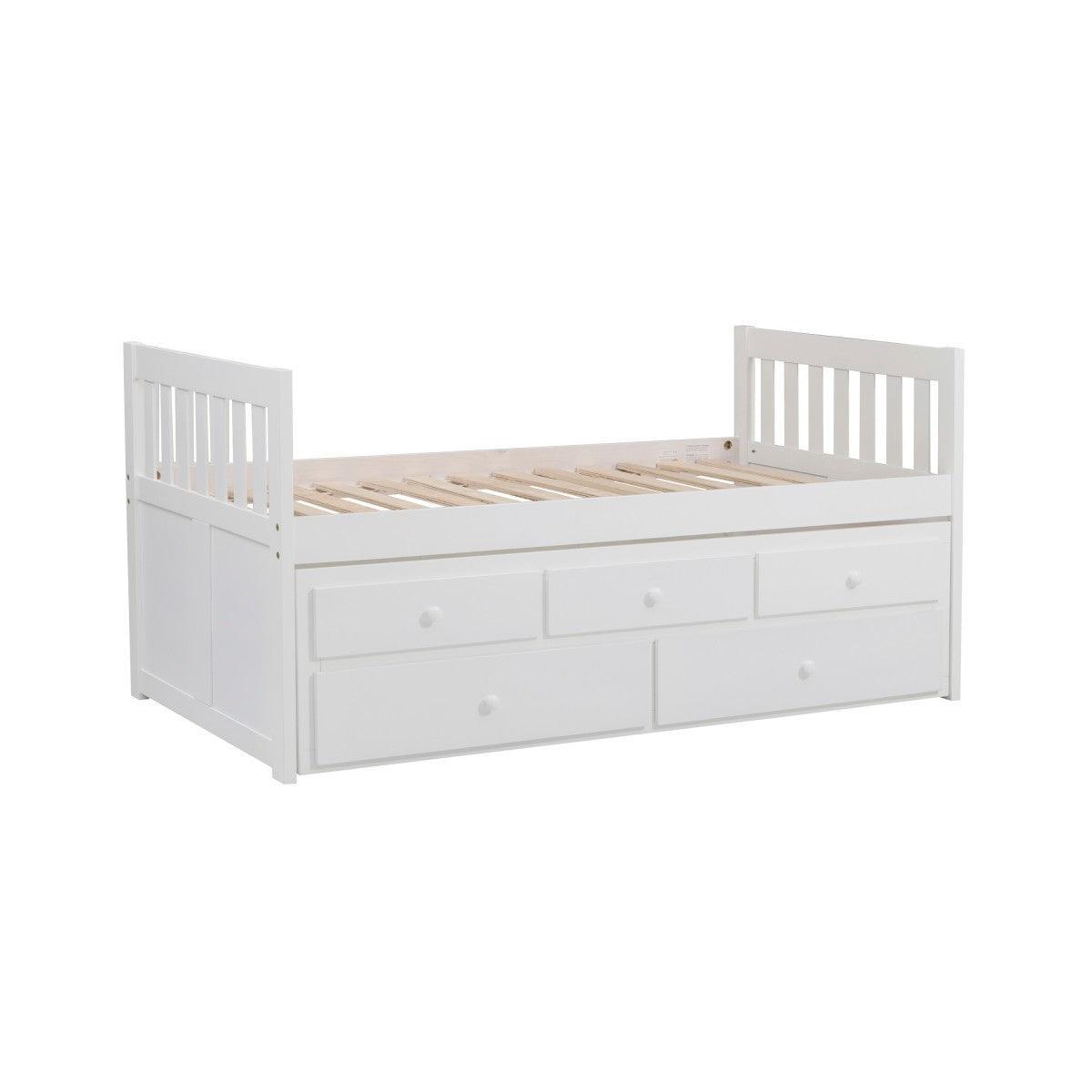 Galen White Modern Transitional Wood And Engineered Wood Twin/twin Trundle Bed - Ella Furniture