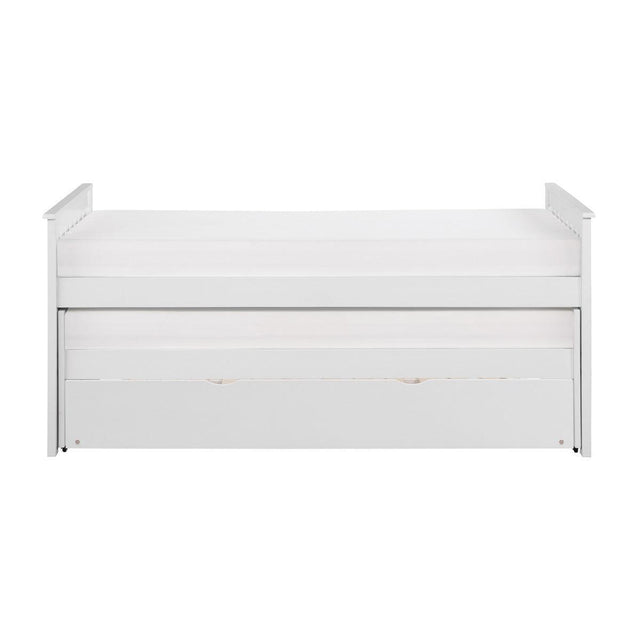 Galen White Transitional Wood And Engineered Wood Youth Twin Over Twin Trundle Bed - Ella Furniture