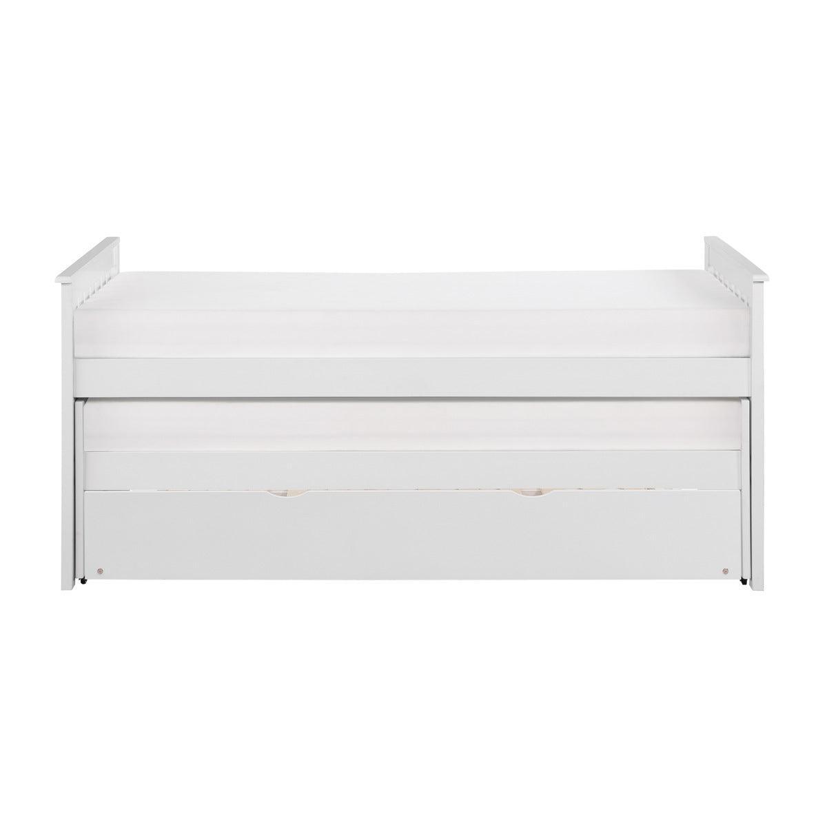 Galen White Transitional Wood And Engineered Wood Youth Twin Over Twin Trundle Bed - Ella Furniture