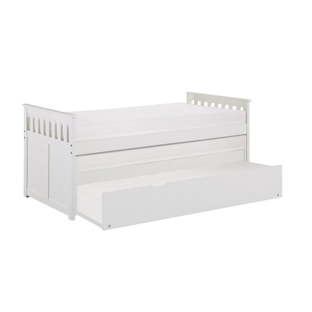 Galen White Modern Transitional Wood And Engineered Wood Twin/twin Bed With Twin Trundle - Ella Furniture
