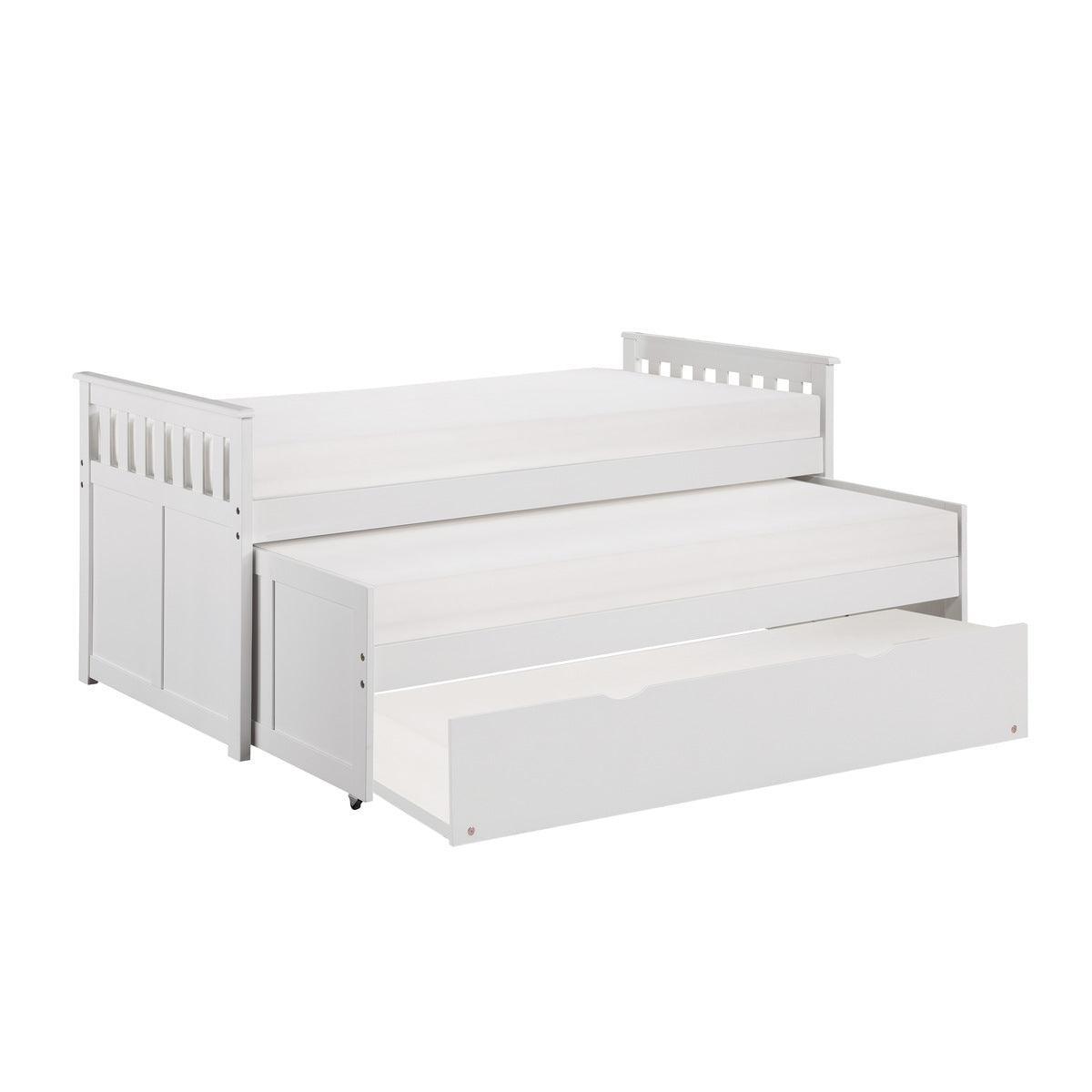 Galen White Modern Transitional Wood And Engineered Wood Twin/twin Bed With Twin Trundle - Ella Furniture