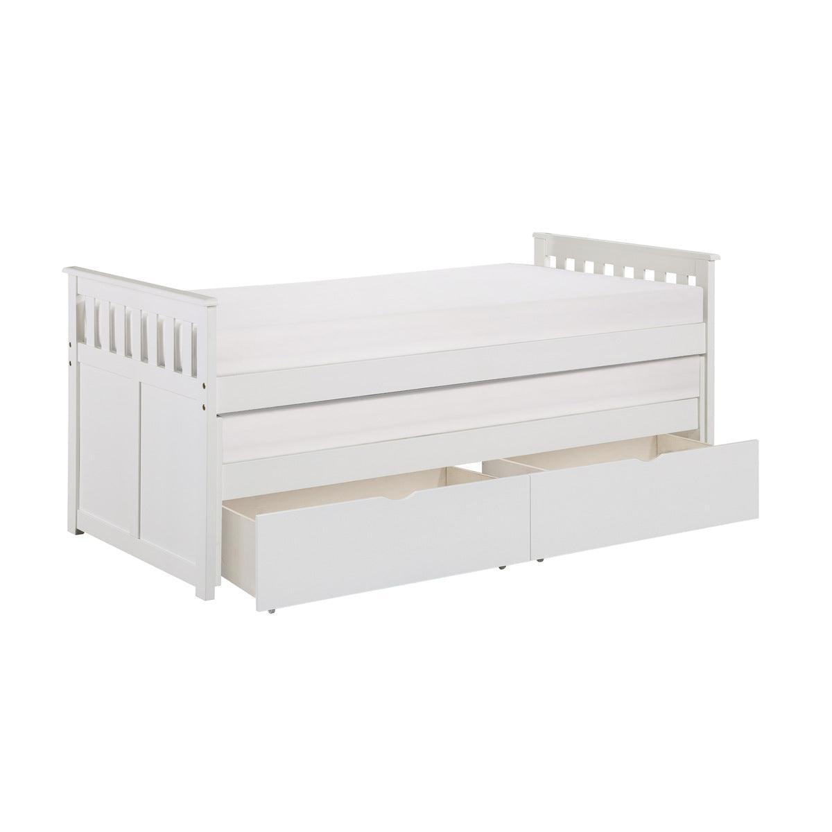 Galen White Transitional Wood And Engineered Wood Youth Twin Daybed With Storage Boxes - Ella Furniture