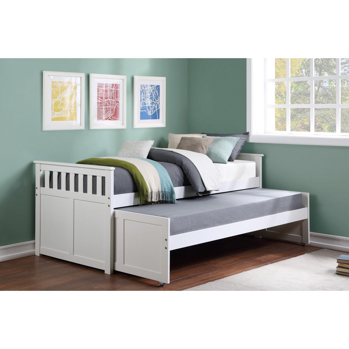 Galen White Transitional Wood And Engineered Wood Youth Twin Over Twin Daybed - Ella Furniture