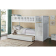 Galen White Modern Transitional Wood, Engineered Wood Twin/twin Step Bunk Bed With Twin Trundle - Ella Furniture