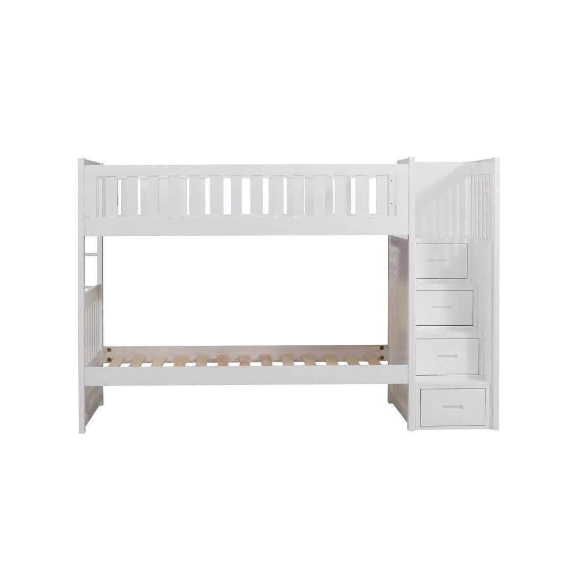 Galen White Modern Transitional Wood And Engineered Wood Twin/twin Step Bunk Bed - Ella Furniture