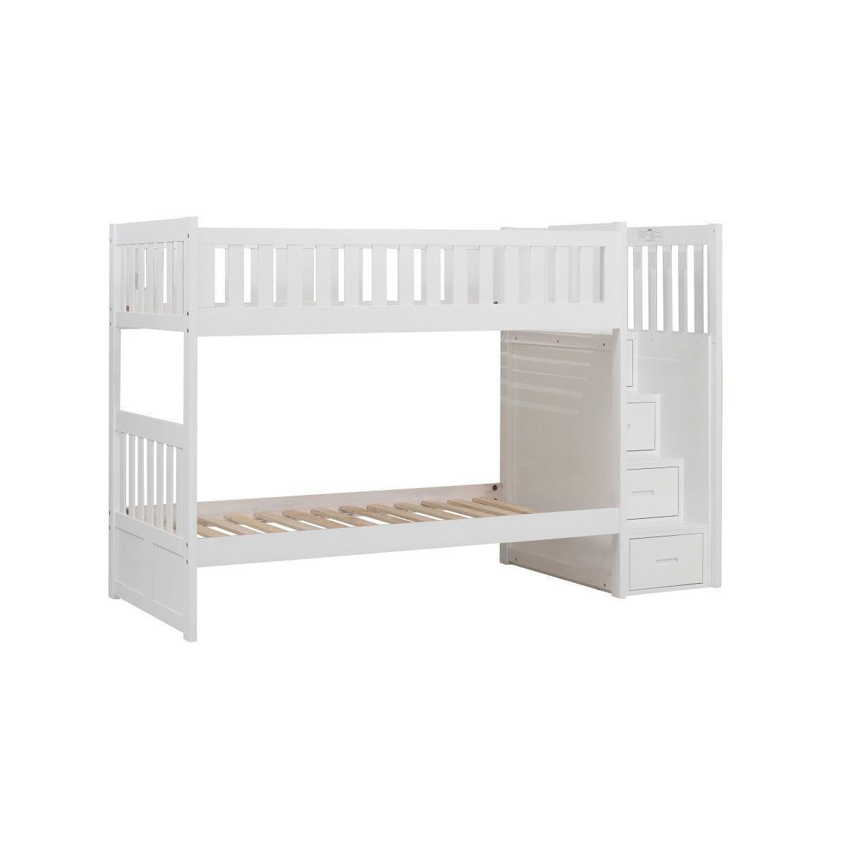 Galen White Modern Transitional Wood And Engineered Wood Twin/twin Step Bunk Bed - Ella Furniture