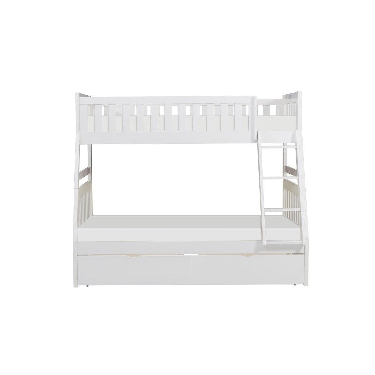 Galen White Modern Transitional Wood And Engineered Wood Twin/full Bunk Bed With Storage Boxes - Ella Furniture