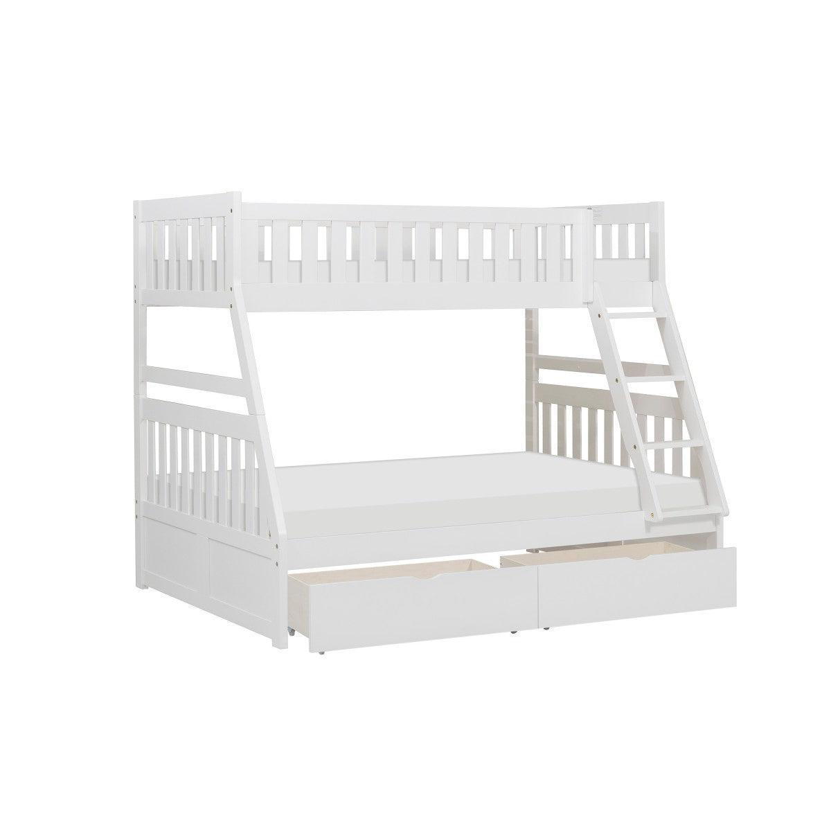 Galen White Modern Transitional Wood And Engineered Wood Twin/full Bunk Bed With Storage Boxes - Ella Furniture