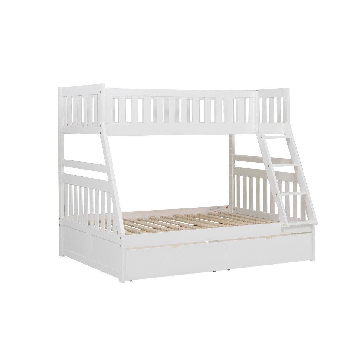 Galen White Modern Transitional Wood And Engineered Wood Twin/full Bunk Bed With Storage Boxes - Ella Furniture