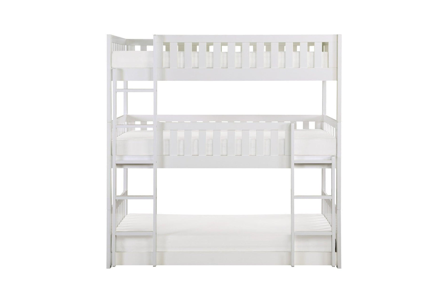 Galen White Modern Transitional Wood And Engineered Wood Youth Triple Twin Bunkbed - Ella Furniture