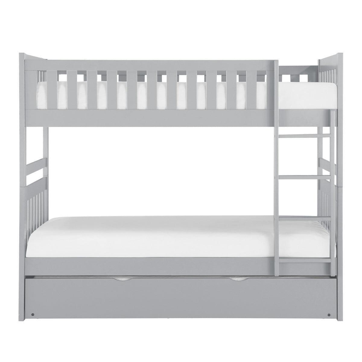 Orion Gray Modern Transitional Wood And Engineered Wood Twin/twin Bunk Bed With Twin Trundle - Ella Furniture