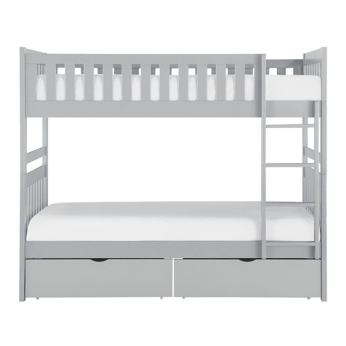 Orion Gray Modern Transitional Wood And Engineered Wood Twin/twin Bunk Bed With Storage Boxes - Ella Furniture