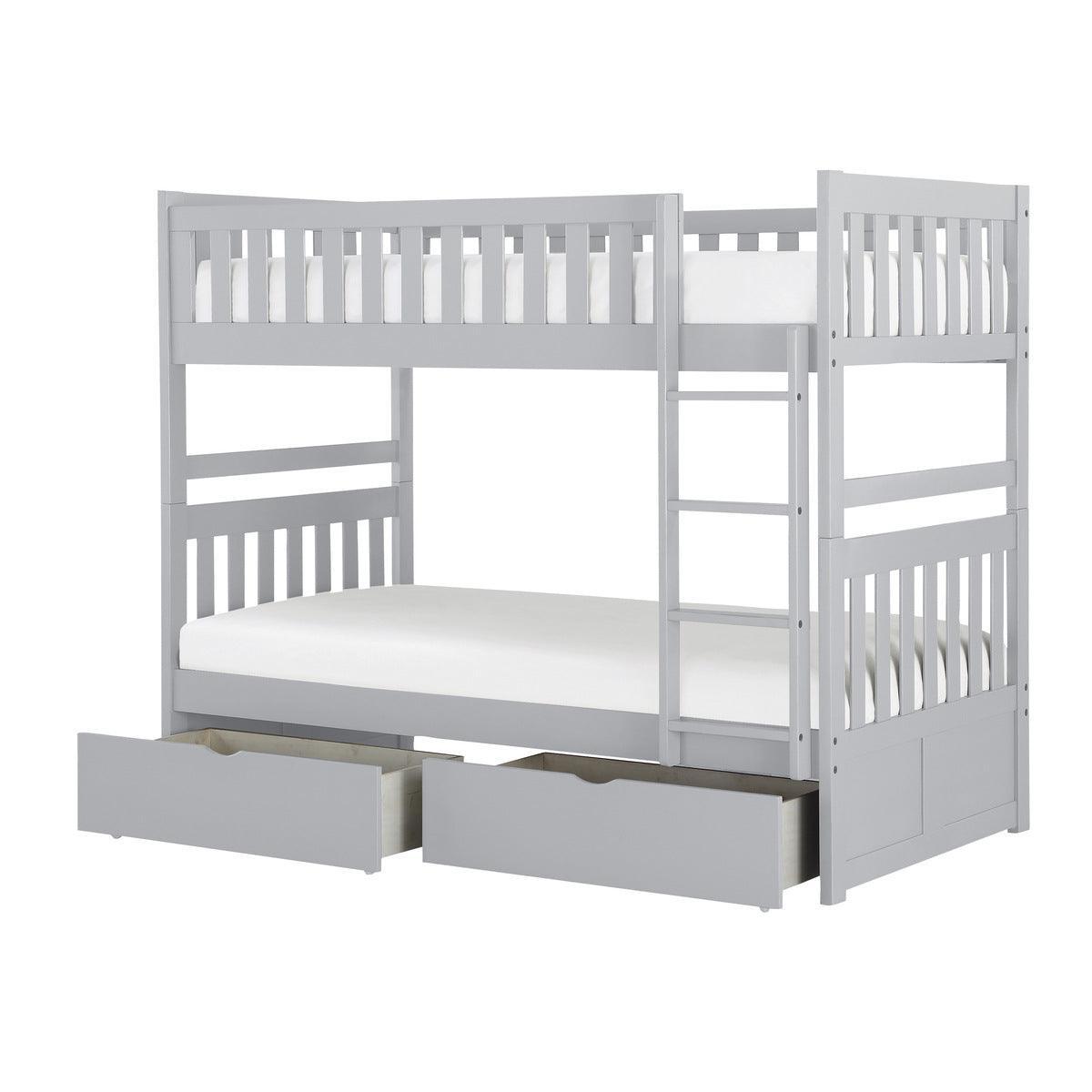 Orion Gray Modern Transitional Wood And Engineered Wood Twin/twin Bunk Bed With Storage Boxes - Ella Furniture