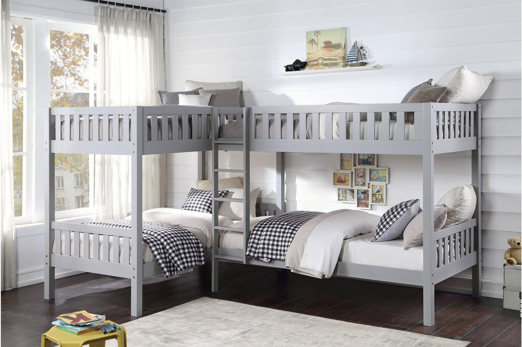 Orion Gray Modern Transitional Wood And Engineered Wood Youth Four Corner Twin Bed Bedroom Set - Ella Furniture
