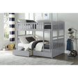 Orion Gray Modern Transitional Wood And Engineered Wood Full/full Bunk Bed With Storage Boxes - Ella Furniture