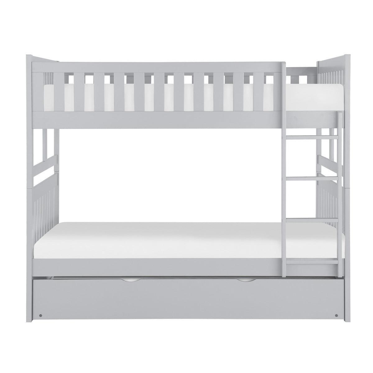 Orion Gray Modern Transitional Wood And Engineered Wood Full/full Bunk Bed With Twin Trundle - Ella Furniture