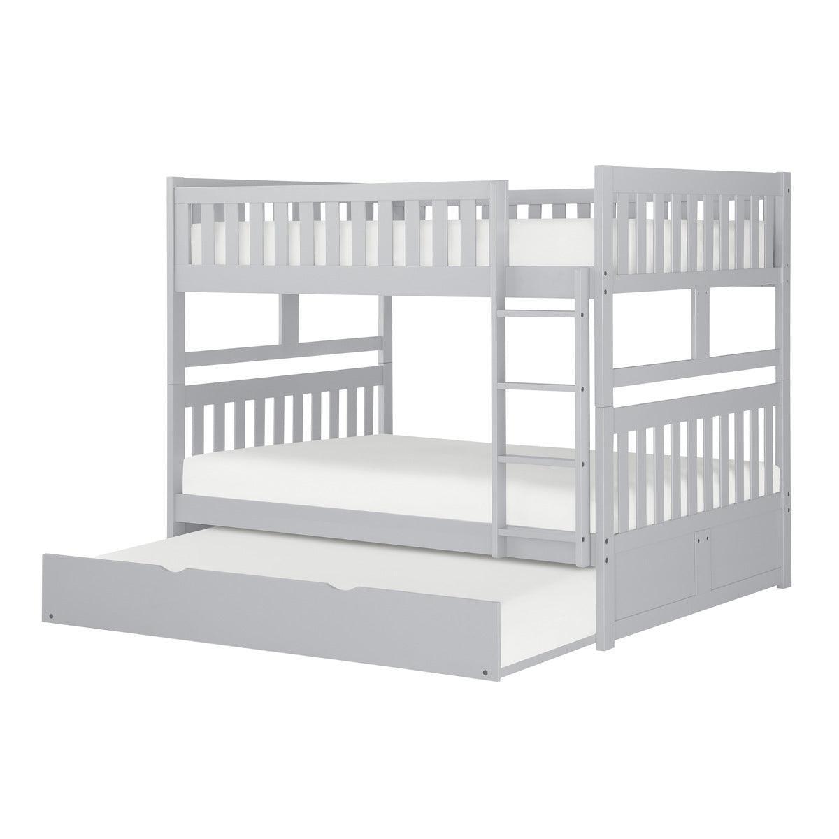 Orion Gray Modern Transitional Wood And Engineered Wood Full/full Bunk Bed With Twin Trundle - Ella Furniture