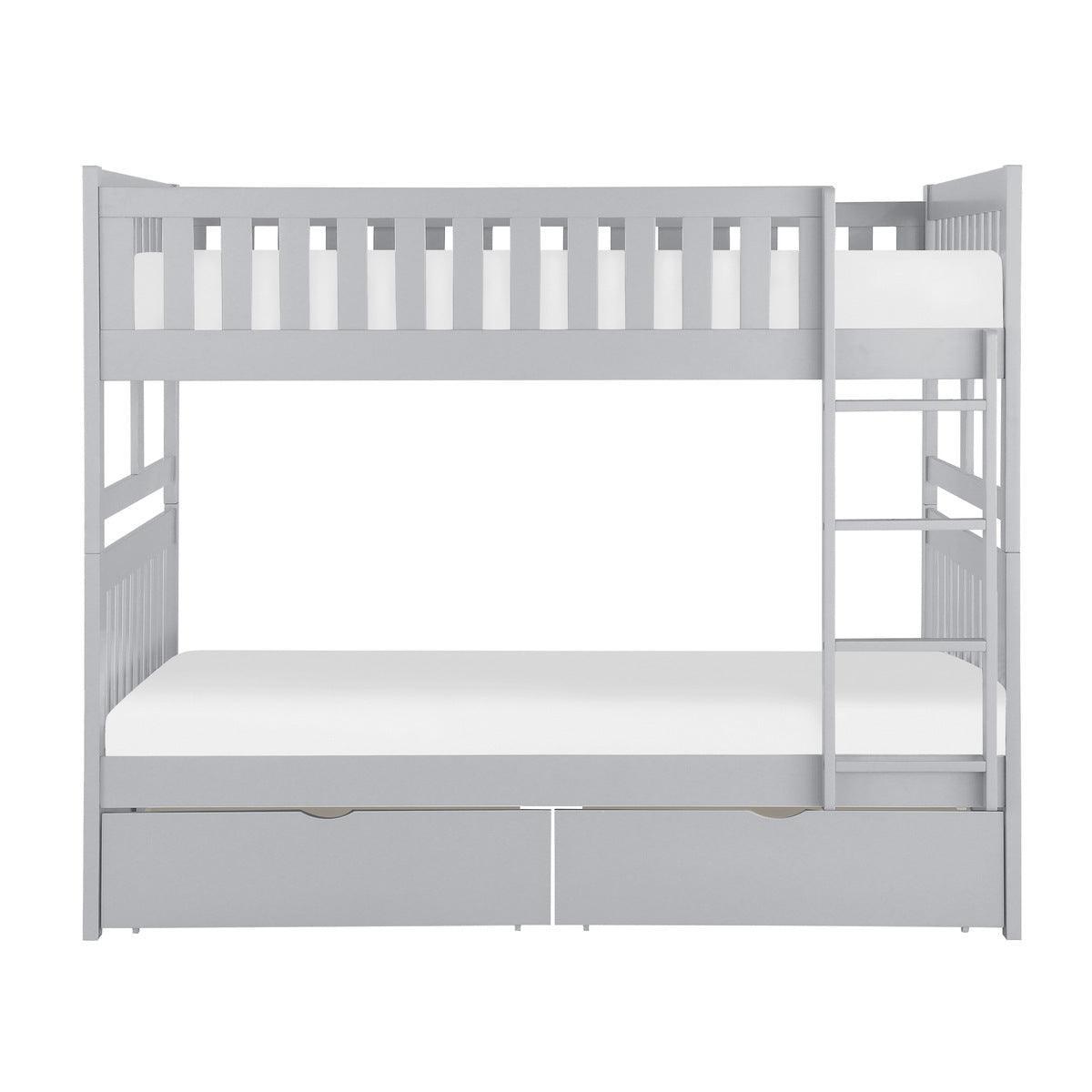 Orion Gray Modern Transitional Wood And Engineered Wood Full/full Bunk Bed With Storage Boxes - Ella Furniture