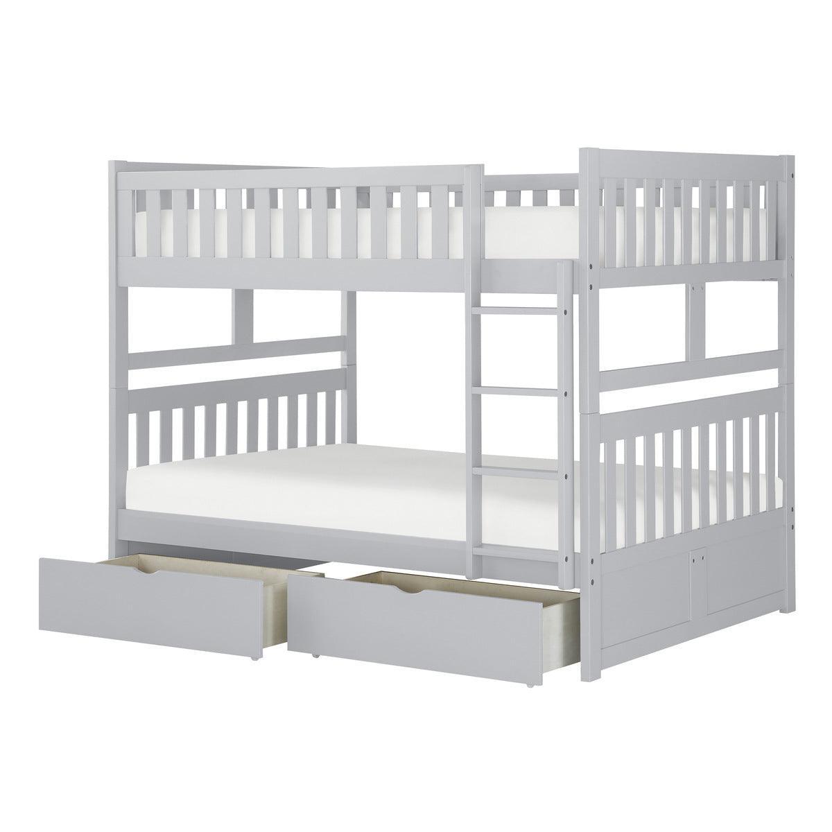 Orion Gray Modern Transitional Wood And Engineered Wood Full/full Bunk Bed With Storage Boxes - Ella Furniture