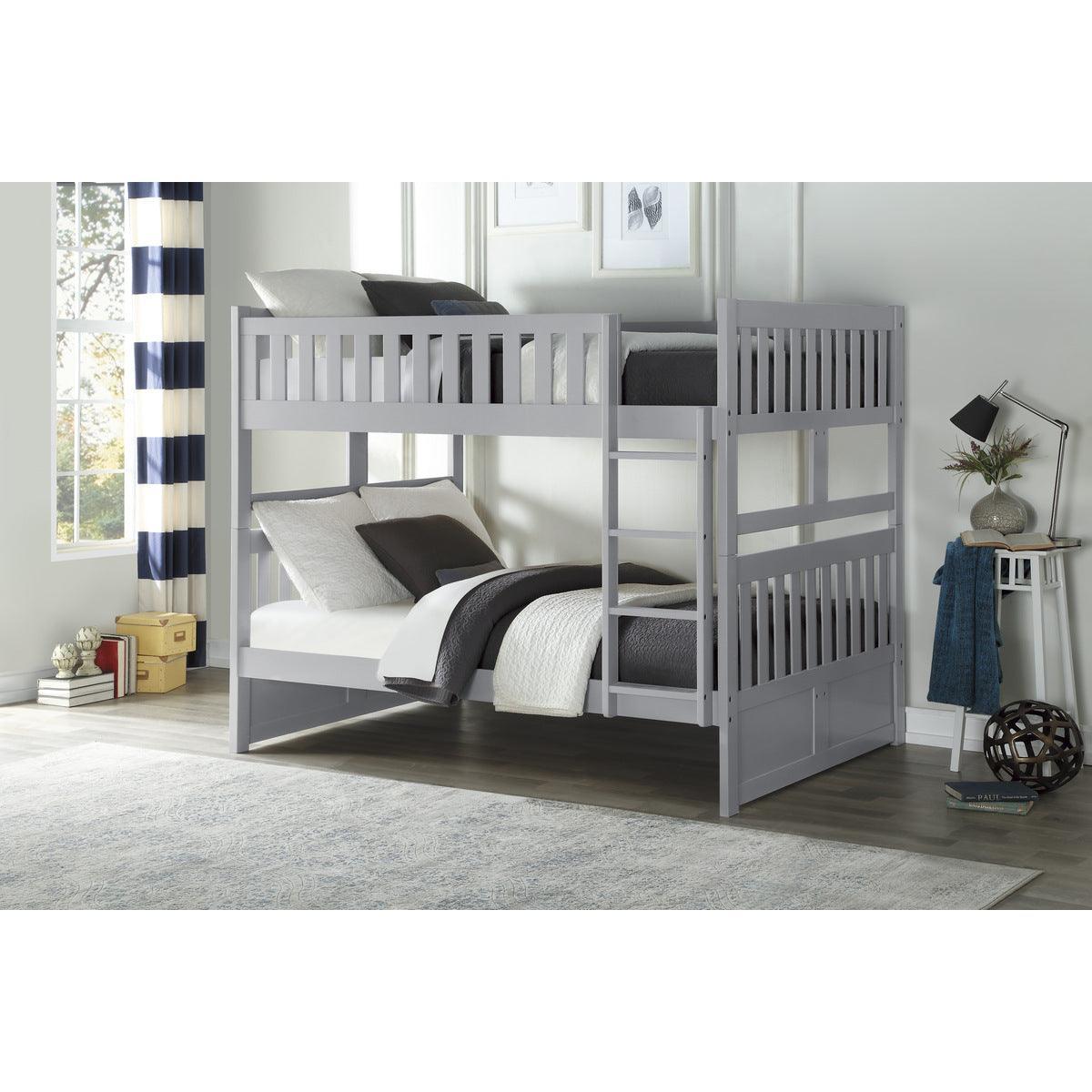 Orion Gray Modern Transitional Wood And Engineered Wood Full/full Bunk Bed - Ella Furniture