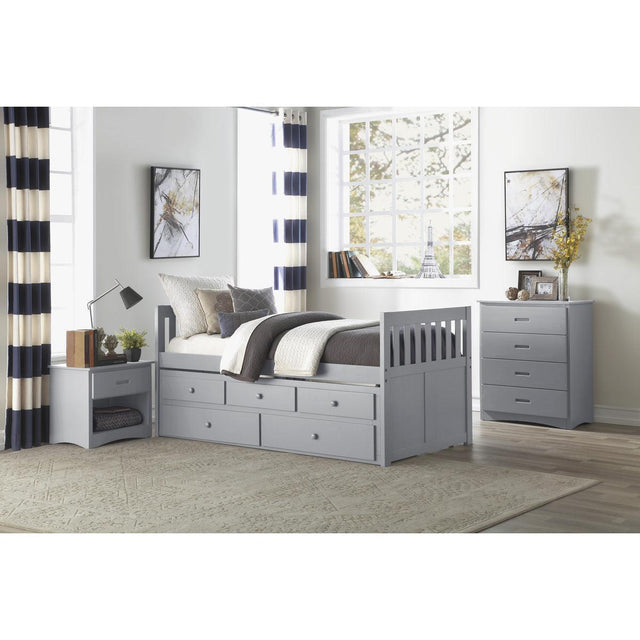 Orion Gray Modern Transitional Wood And Engineered Wood Twin/twin Trundle Bed With Storage - Ella Furniture