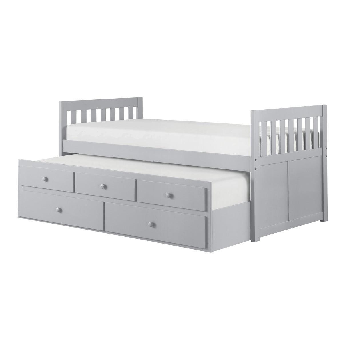Orion Grey Transitional Wood And Engineered Wood Youth Twin Storage Trundle Bed - Ella Furniture