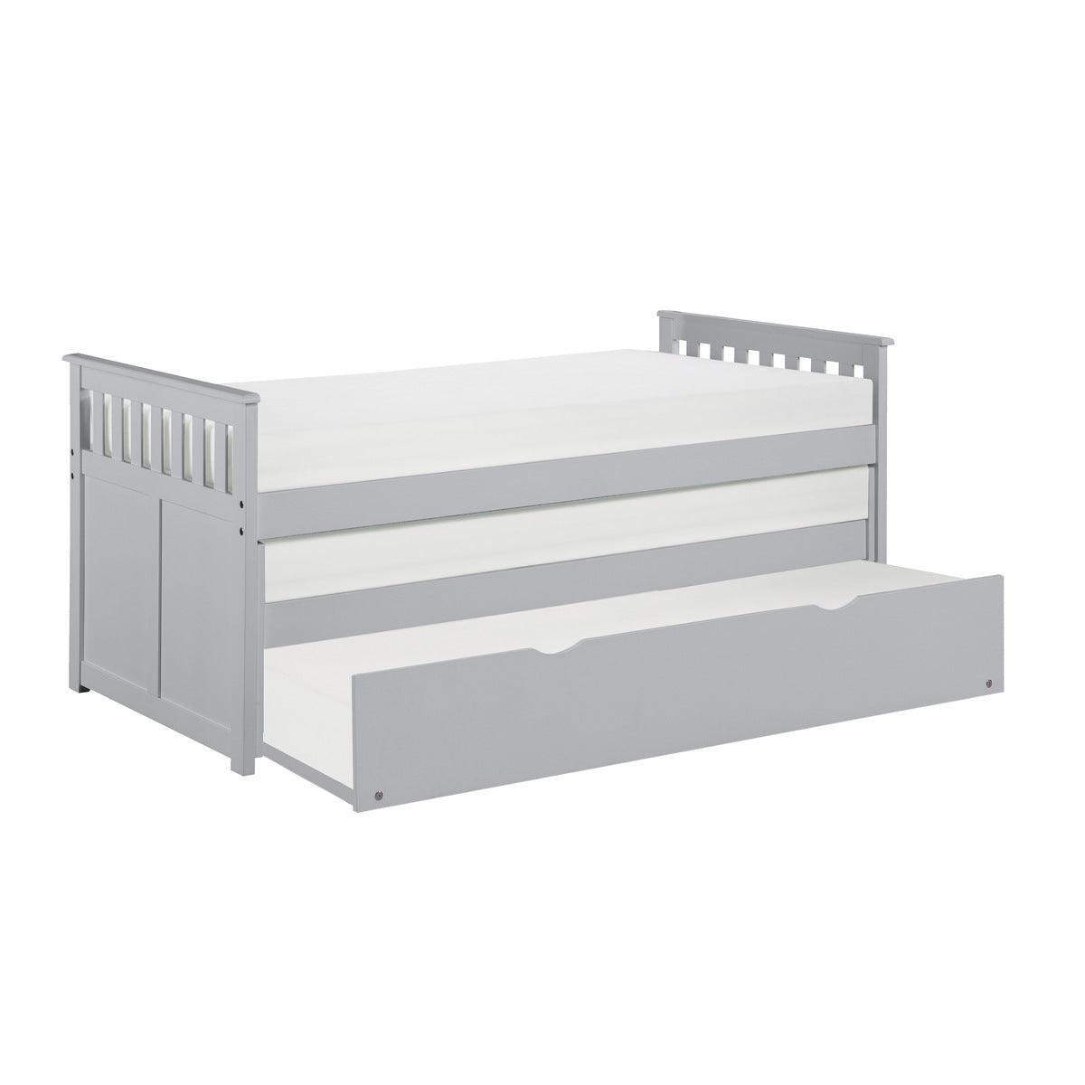 Orion Gray Transitional Wood And Engineered Wood Youth Twin Over Twin Trundle Bed - Ella Furniture