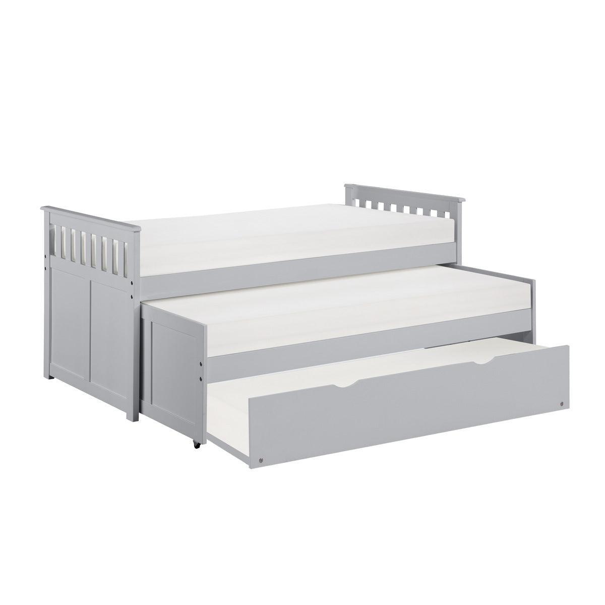 Orion Gray Transitional Wood And Engineered Wood Youth Twin Over Twin Trundle Bed - Ella Furniture