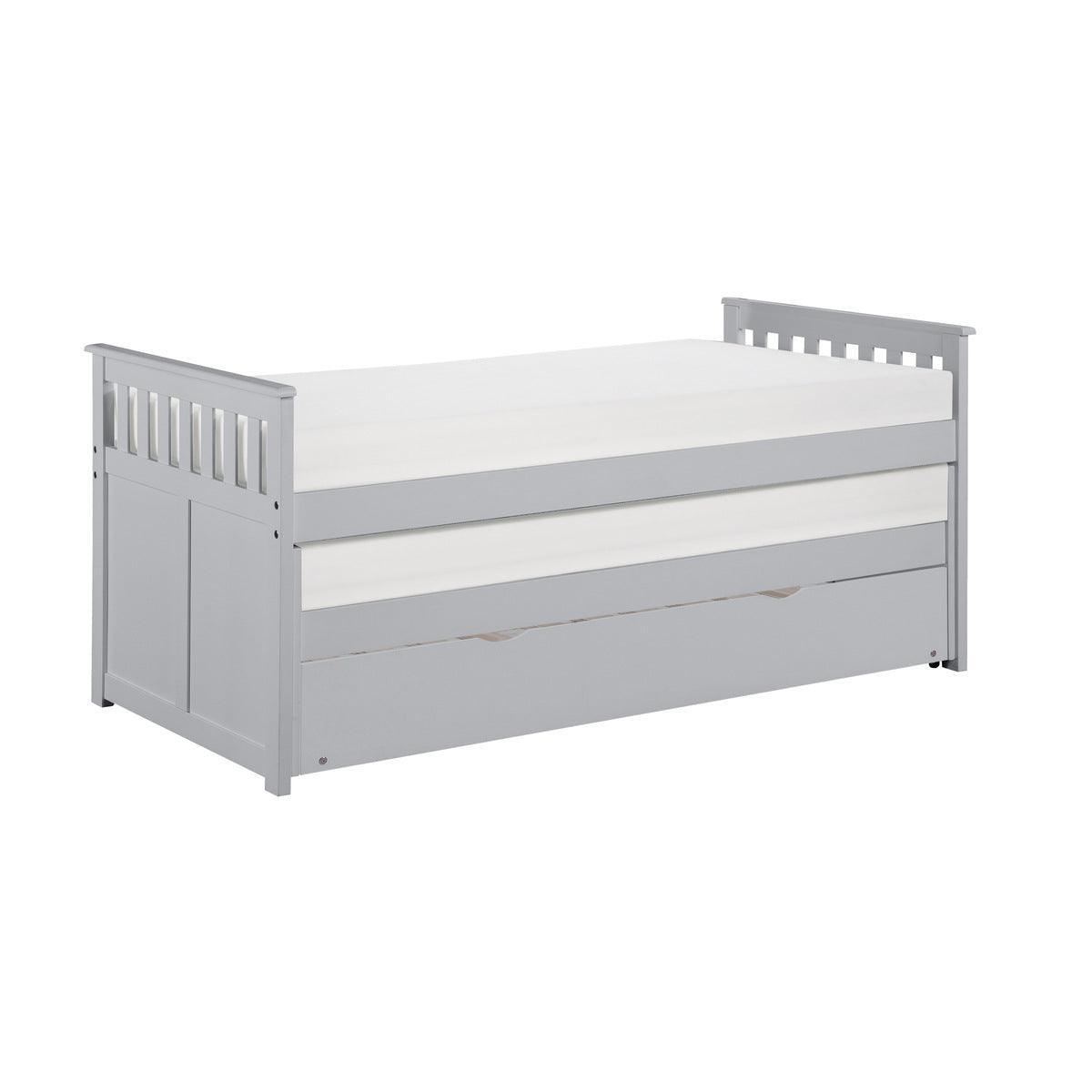 Orion Gray Transitional Wood And Engineered Wood Youth Twin Over Twin Trundle Bed - Ella Furniture
