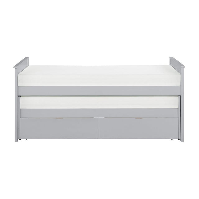 Orion Gray Modern Transitional Wood And Engineered Wood Youth Twin Over Twin Storage Bed - Ella Furniture