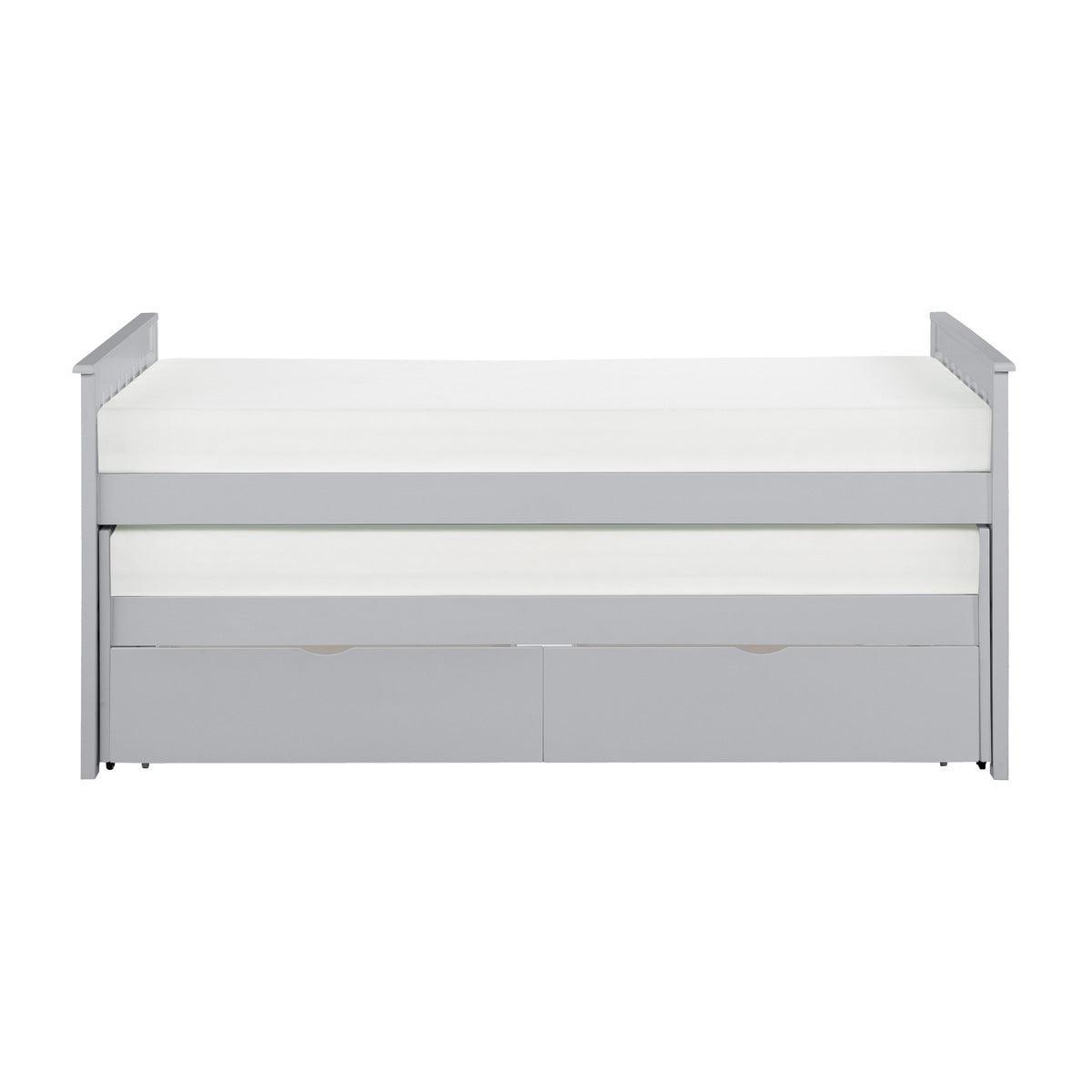 Orion Gray Modern Transitional Wood And Engineered Wood Youth Twin Over Twin Storage Bed - Ella Furniture