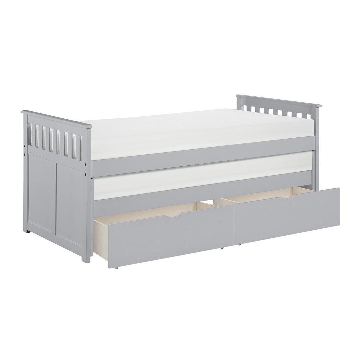 Orion Gray Modern Transitional Wood And Engineered Wood Youth Twin Over Twin Storage Bed - Ella Furniture