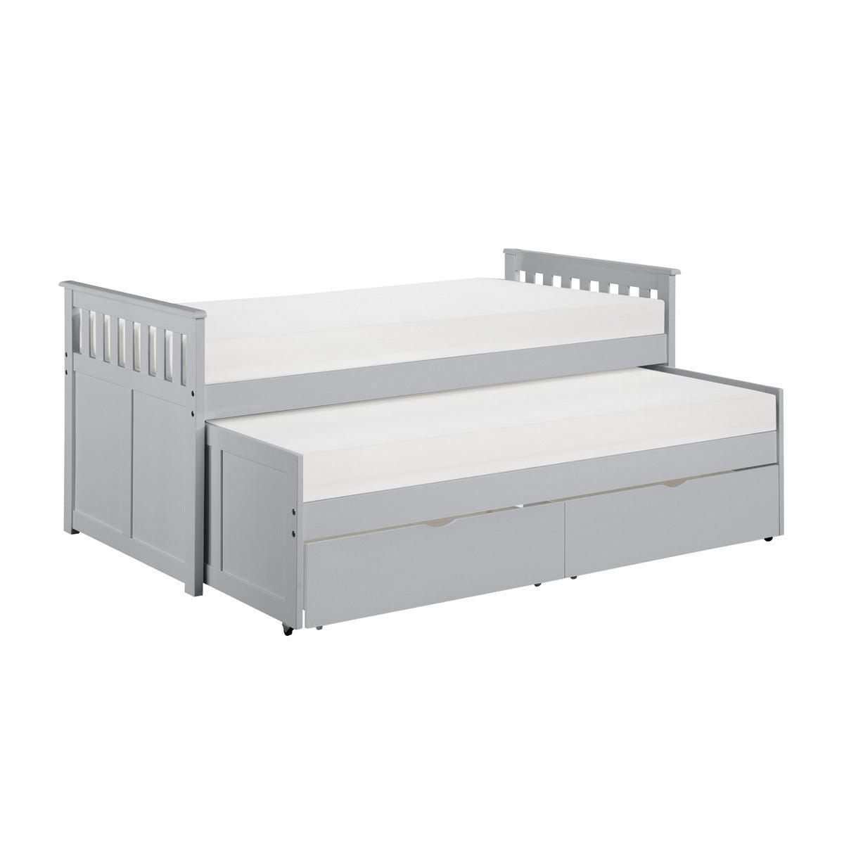 Orion Gray Modern Transitional Wood And Engineered Wood Youth Twin Over Twin Storage Bed - Ella Furniture