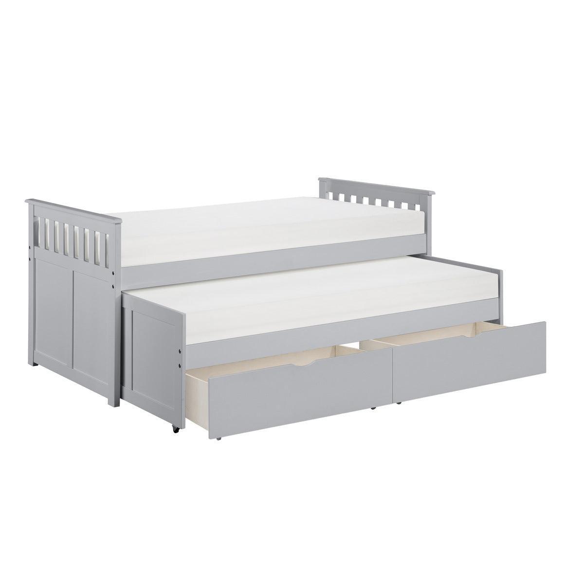 Orion Gray Modern Transitional Wood And Engineered Wood Youth Twin Over Twin Storage Bed - Ella Furniture