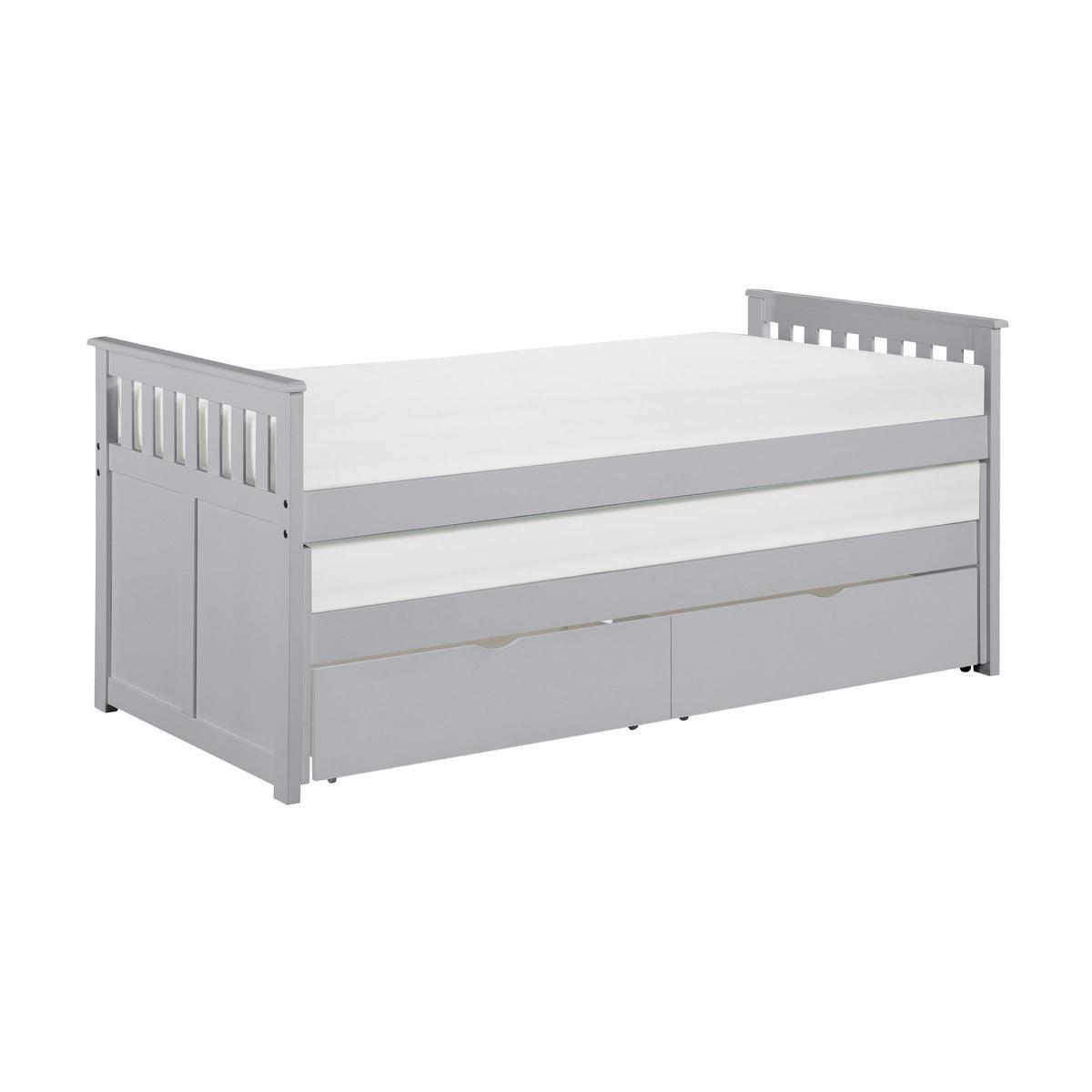 Orion Gray Modern Transitional Wood And Engineered Wood Youth Twin Over Twin Storage Bed - Ella Furniture