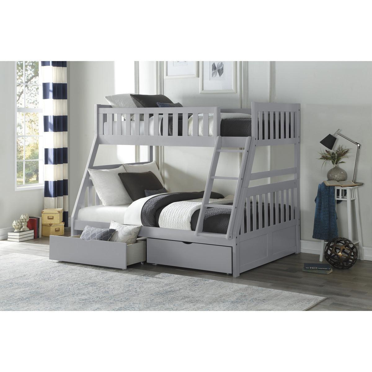 Orion Gray Modern Transitional Wood And Engineered Wood Twin/full Bunk Bed With Storage Boxes - Ella Furniture