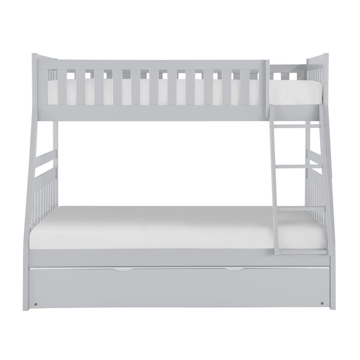 Orion Gray Modern Transitional Wood And Engineered Wood Twin/full Bunk Bed With Twin Trundle - Ella Furniture