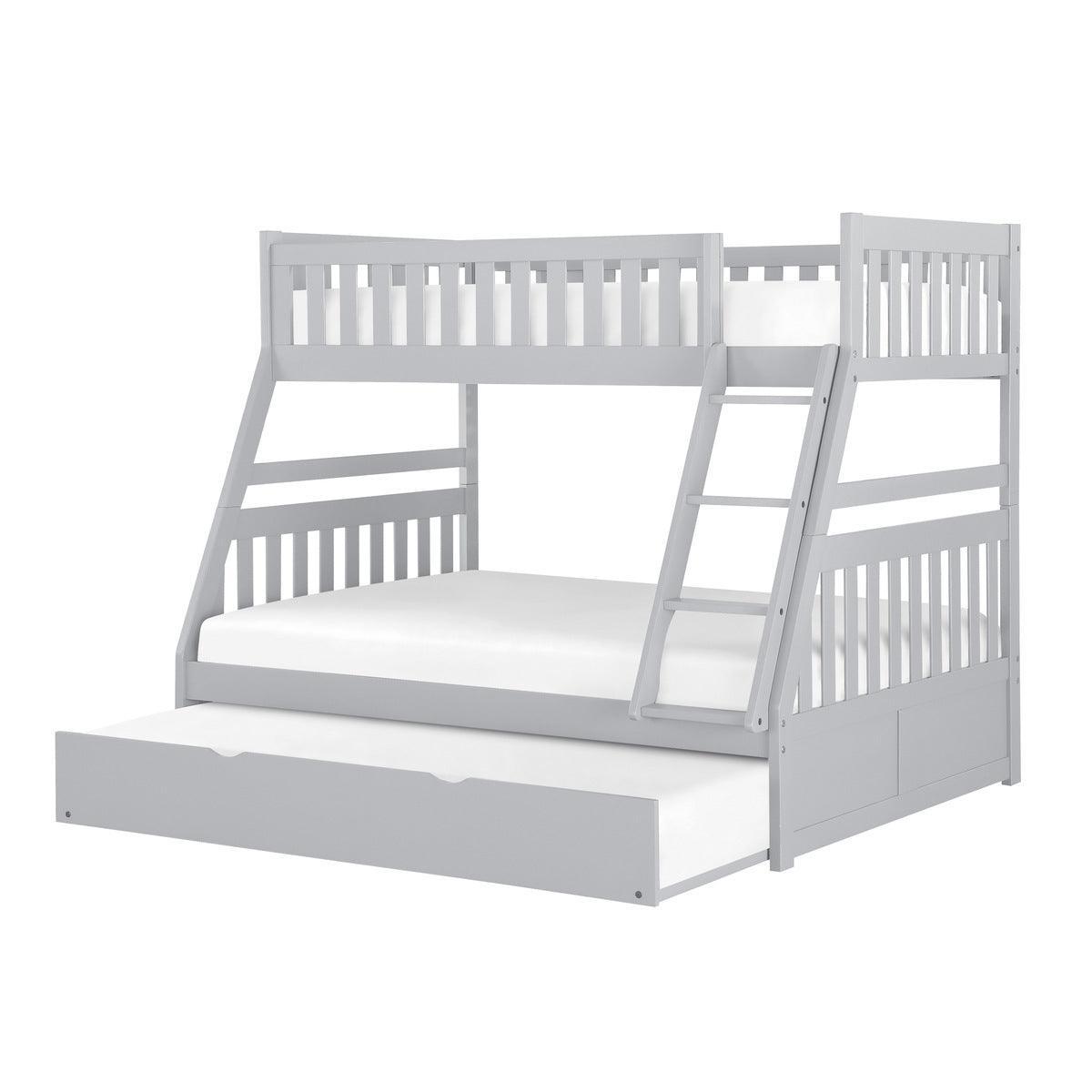 Orion Gray Modern Transitional Wood And Engineered Wood Twin/full Bunk Bed With Twin Trundle - Ella Furniture