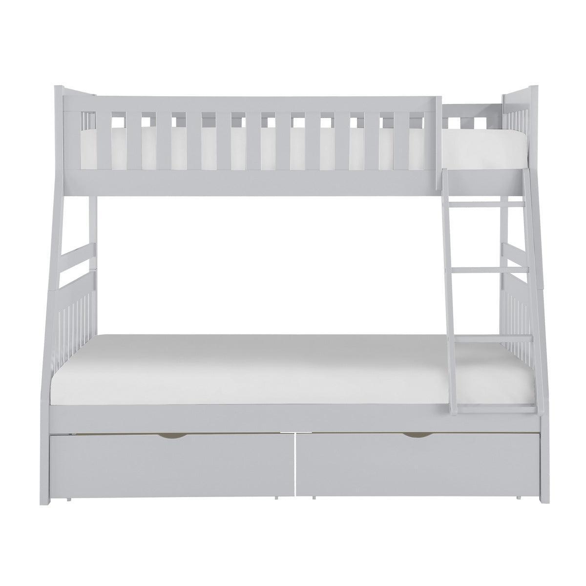Orion Gray Modern Transitional Wood And Engineered Wood Twin/full Bunk Bed With Storage Boxes - Ella Furniture
