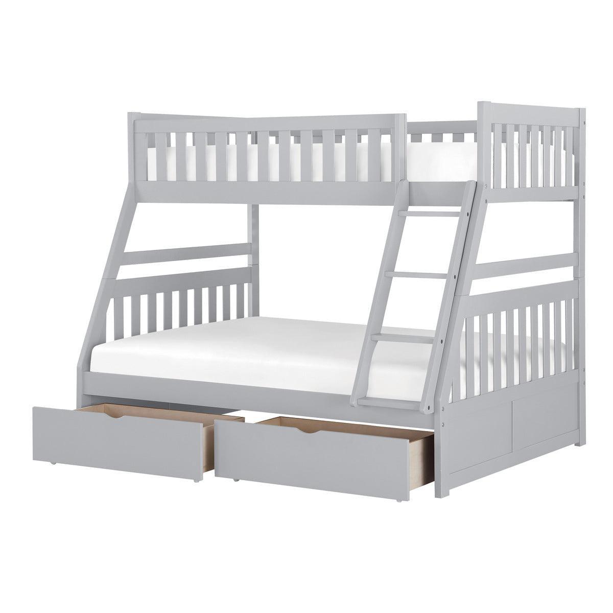 Orion Gray Modern Transitional Wood And Engineered Wood Twin/full Bunk Bed With Storage Boxes - Ella Furniture