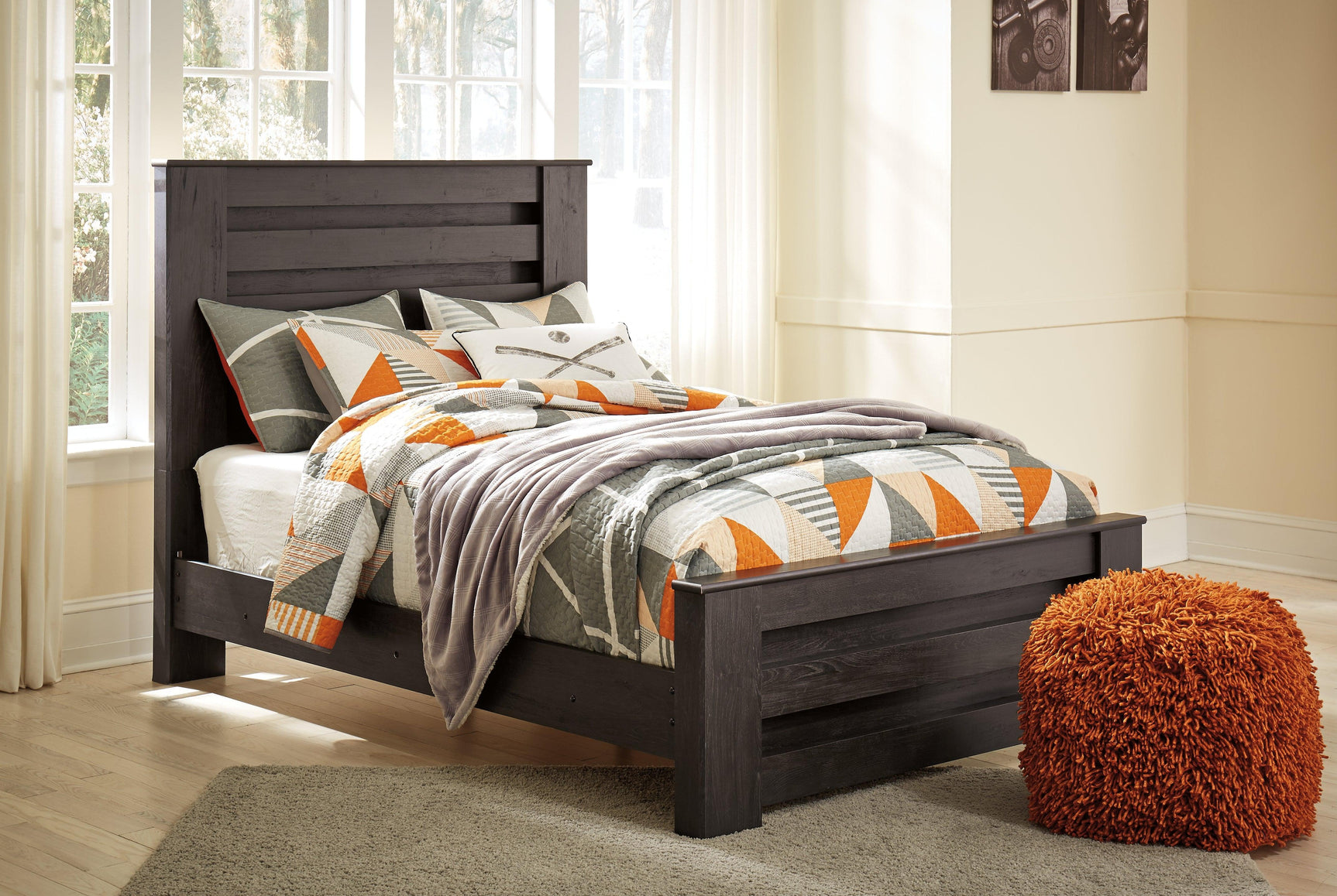 Brinxton Charcoal Full Panel Bed - Ella Furniture