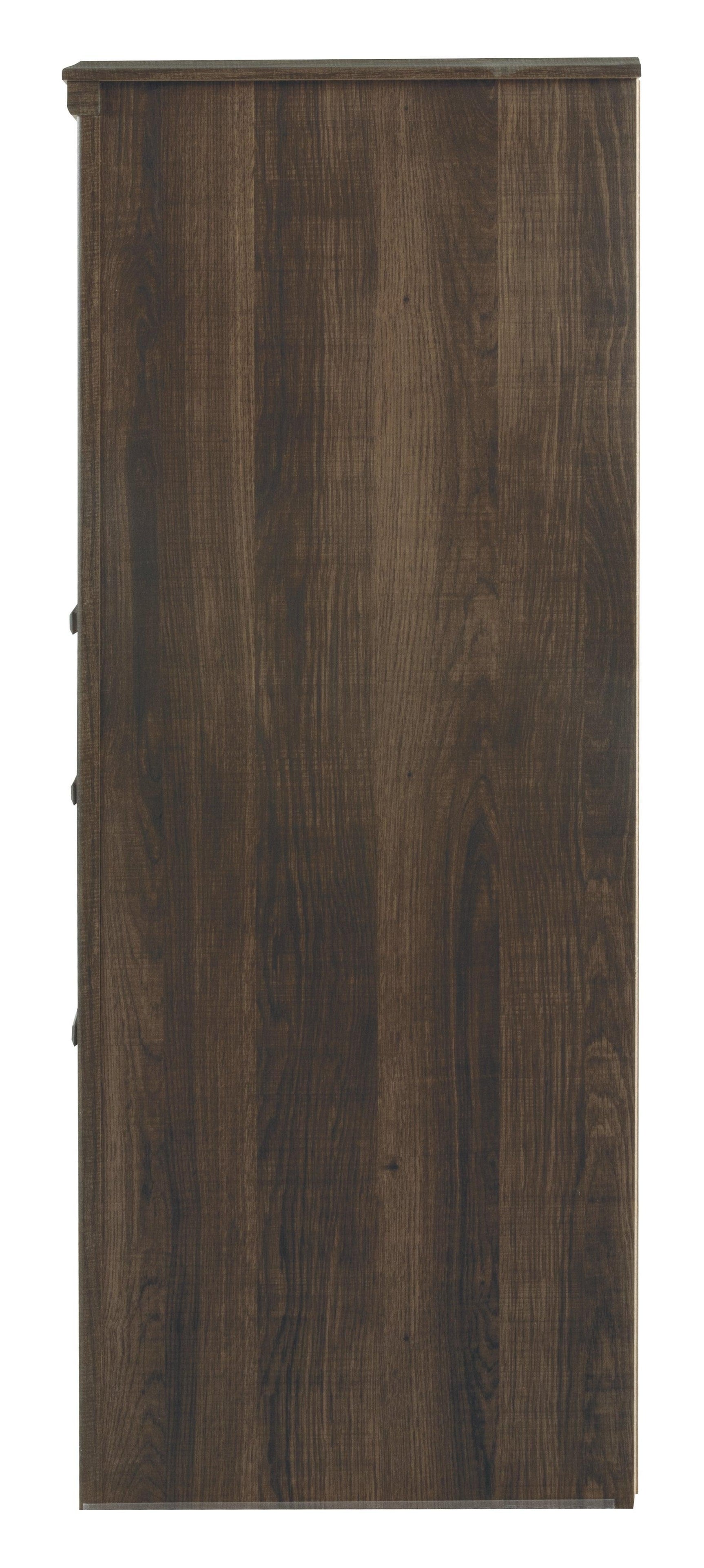 Back angle of Juararo Dark Brown Dresser showing solid build