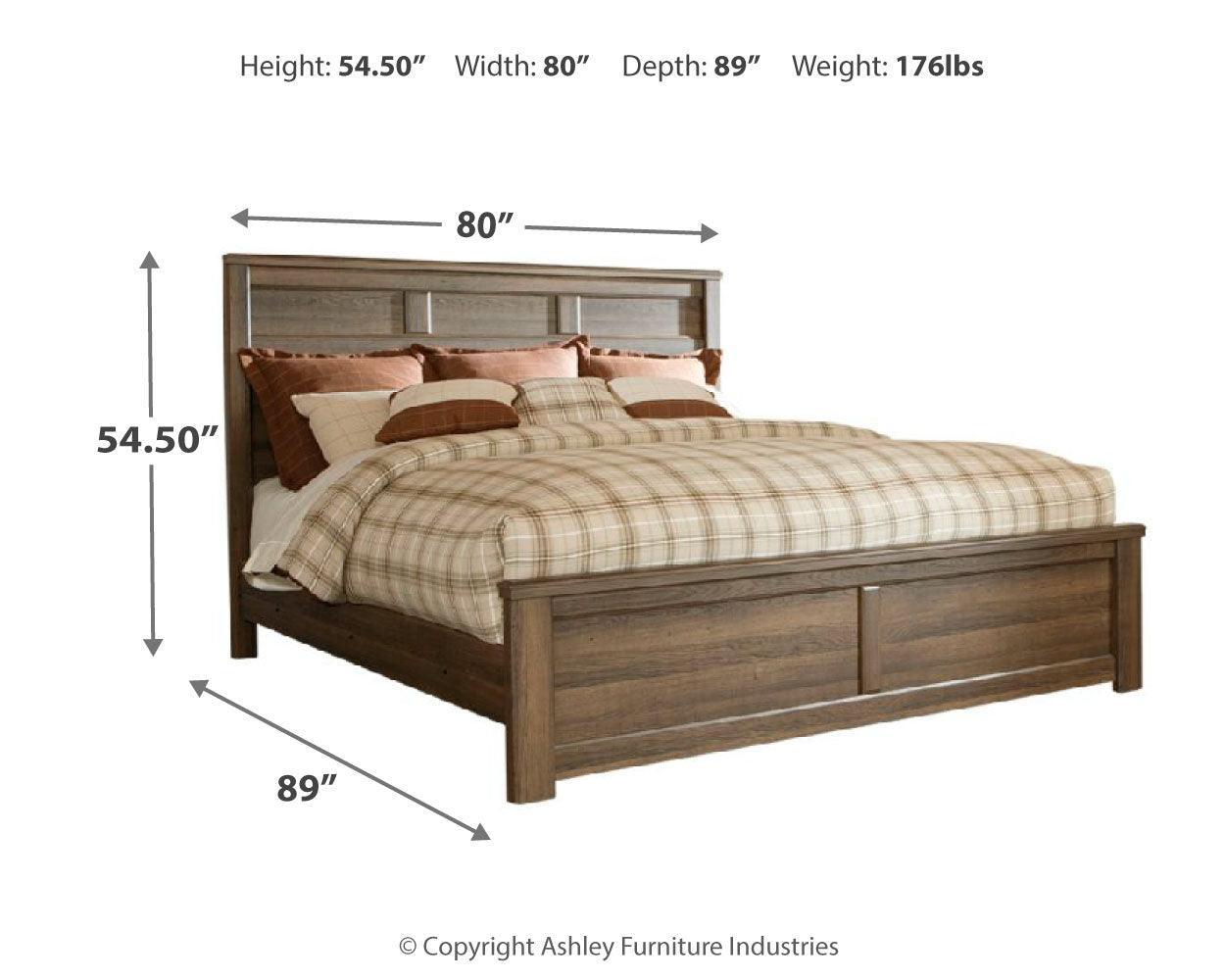 Juararo Dark Brown King Panel Bed - Ella Furniture