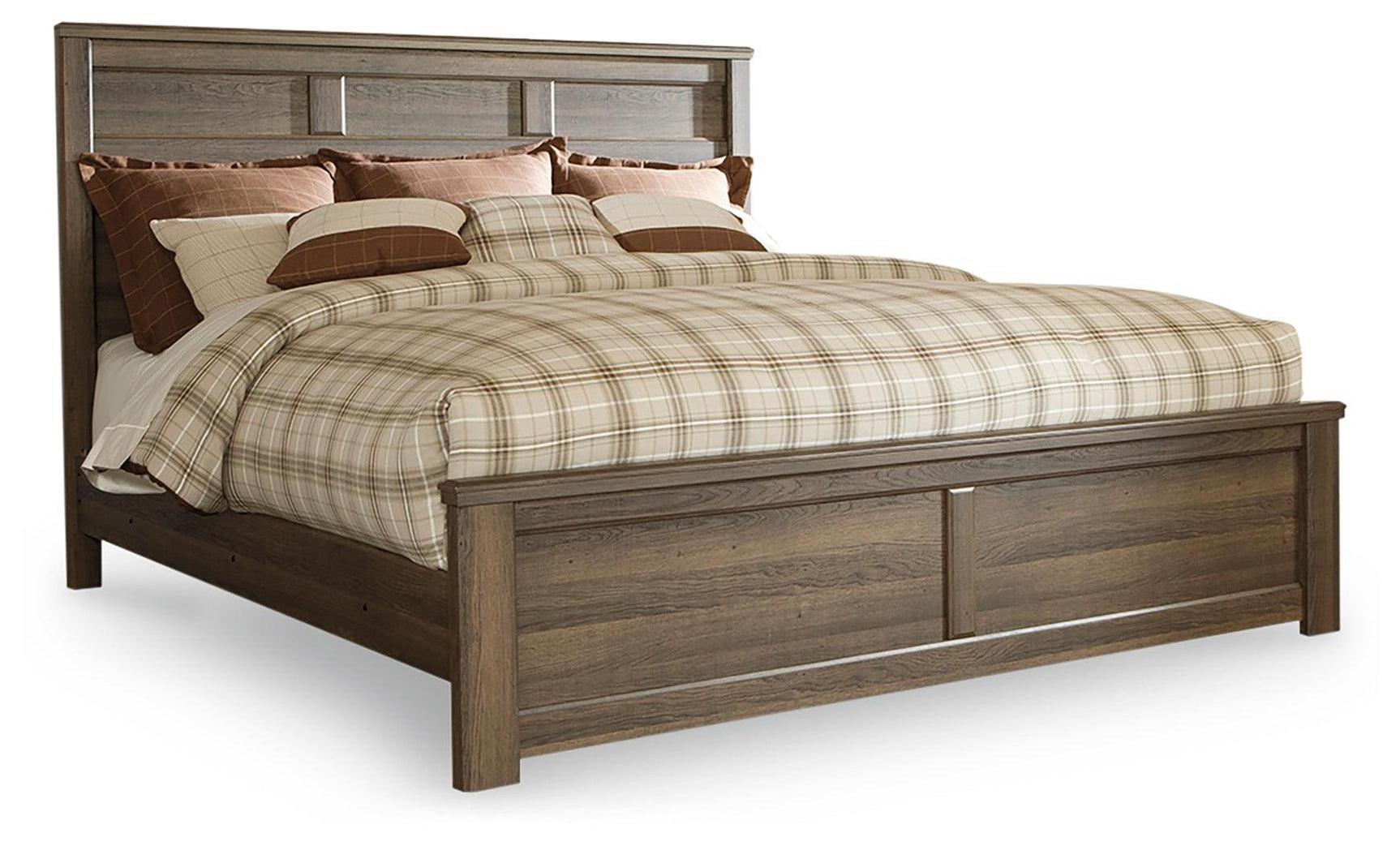Juararo Dark Brown King Panel Bed - Ella Furniture