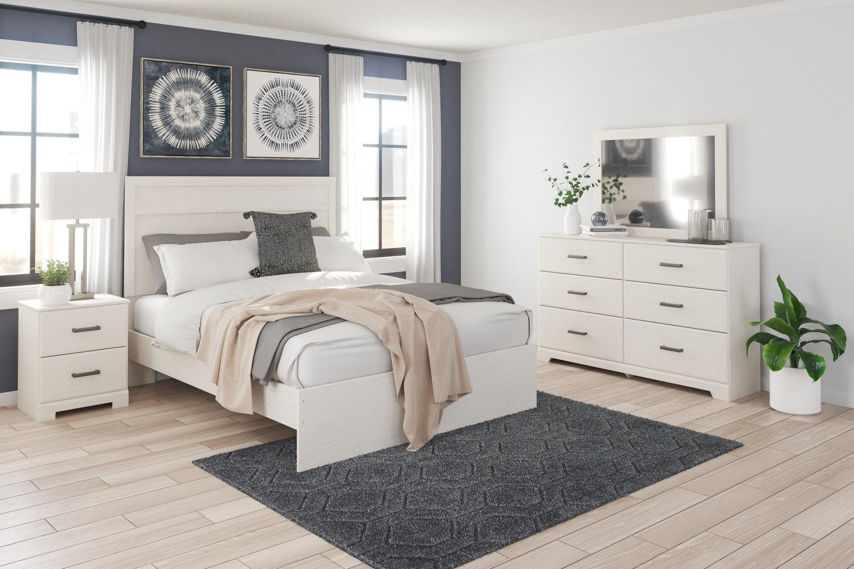 Stelsie White Queen Panel Bed - Ella Furniture