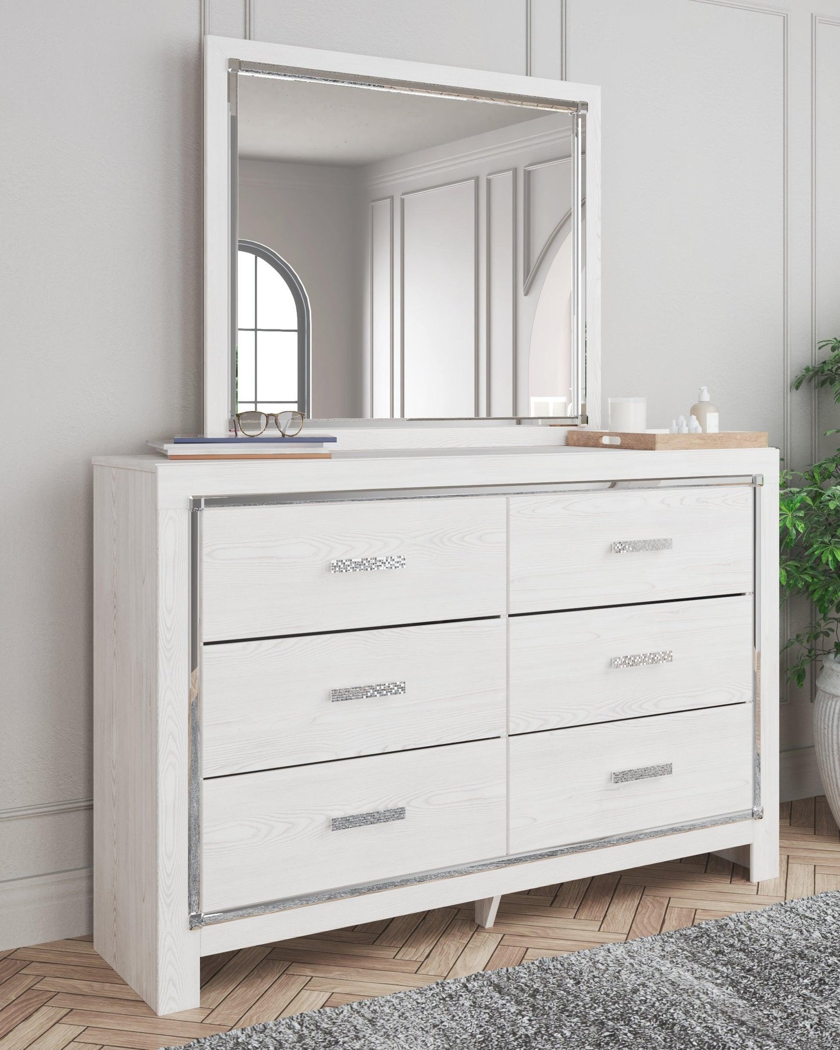 Altyra White Dresser And Mirror - Ella Furniture