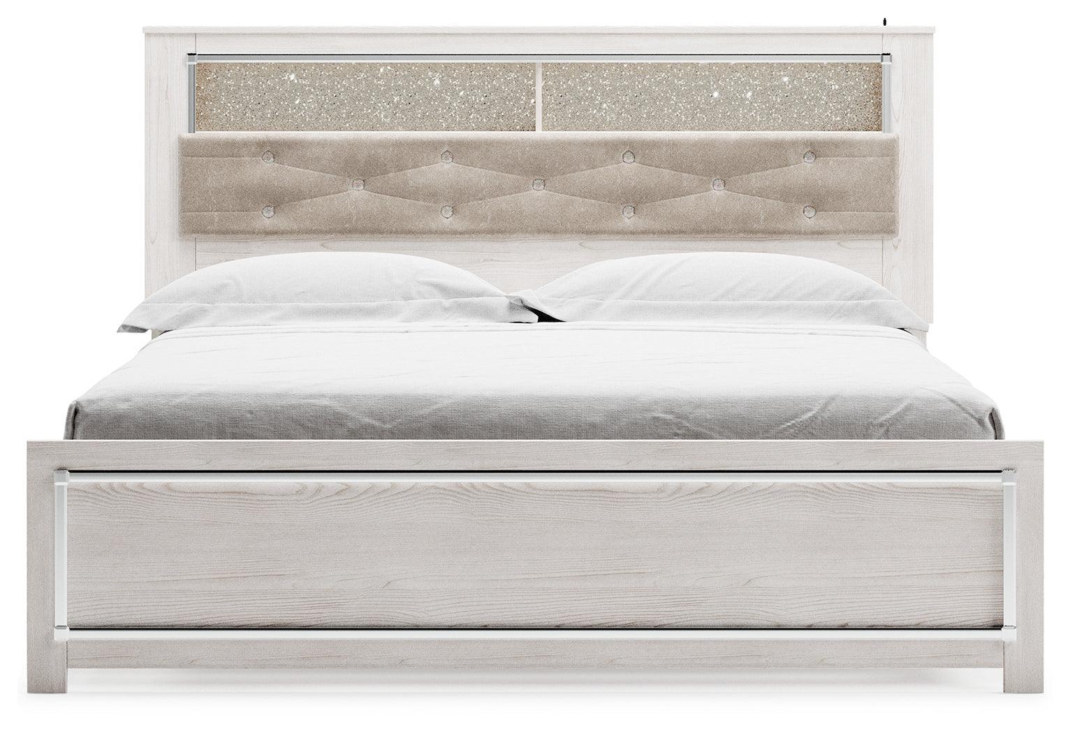 Altyra White King Panel Bookcase Bed - Ella Furniture